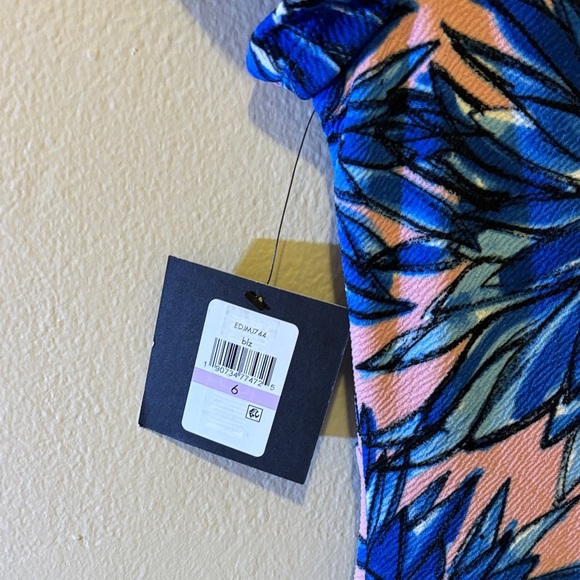 Ellen Tracy Blue Floral Mini Dress - Picture 4 of 5